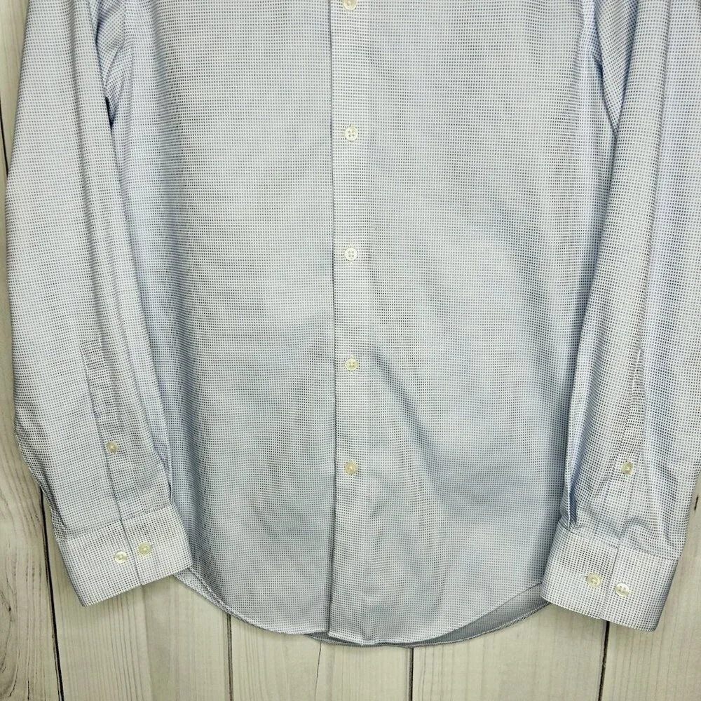 Calvin Klein Mens Infinite Non-Iron Slim-Fit Stretch Shirt Sz M 15 32/33 Blue
